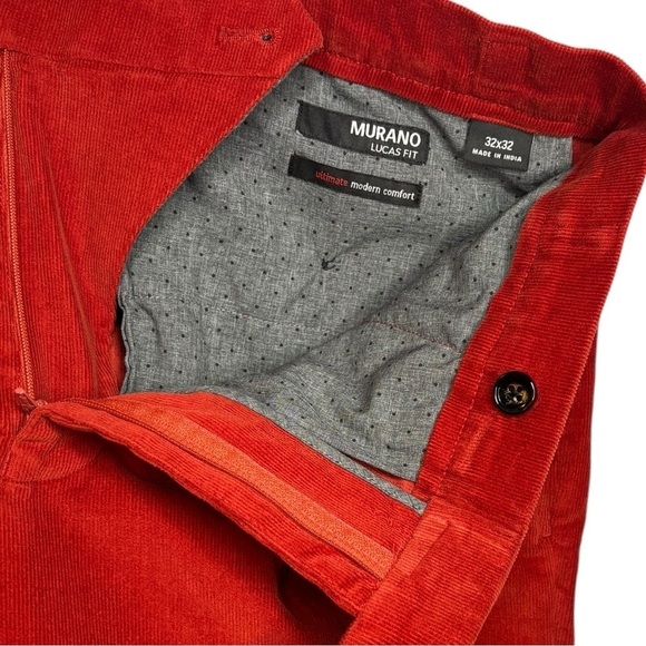 NWT Murano Ancient Renaissance Collection Lucas Pleated Corduroy Red 32x32 - Picture 7 of 13